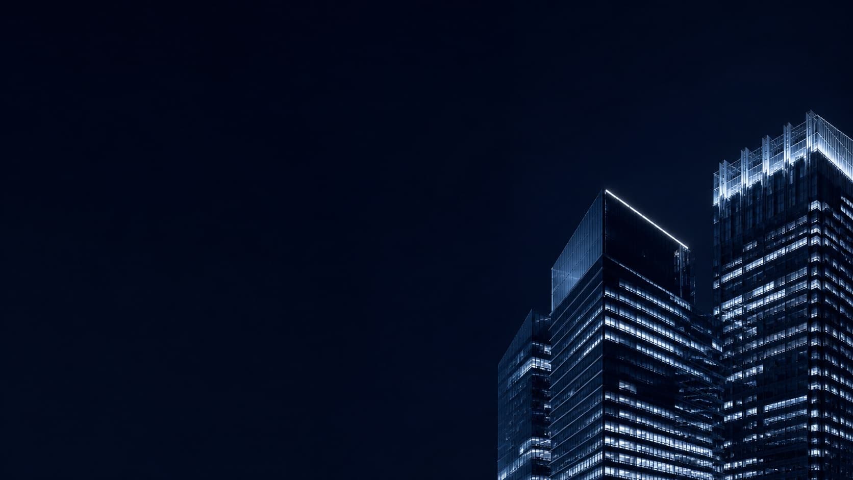 Corporate towers at dusk